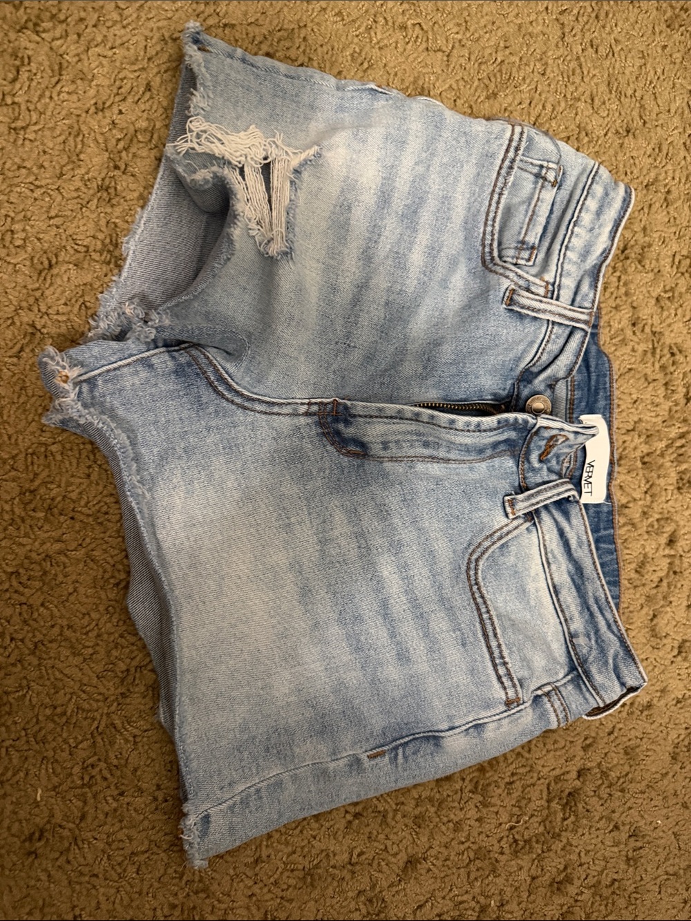 Kensie Light Wash Distressed Denim Shorts - Women's